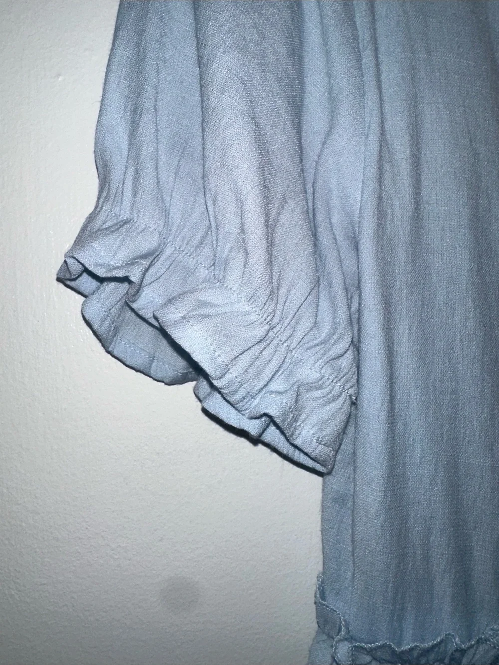 Powder Blue Ruffle V-Neck Mini Dress - Picture 6 of 7